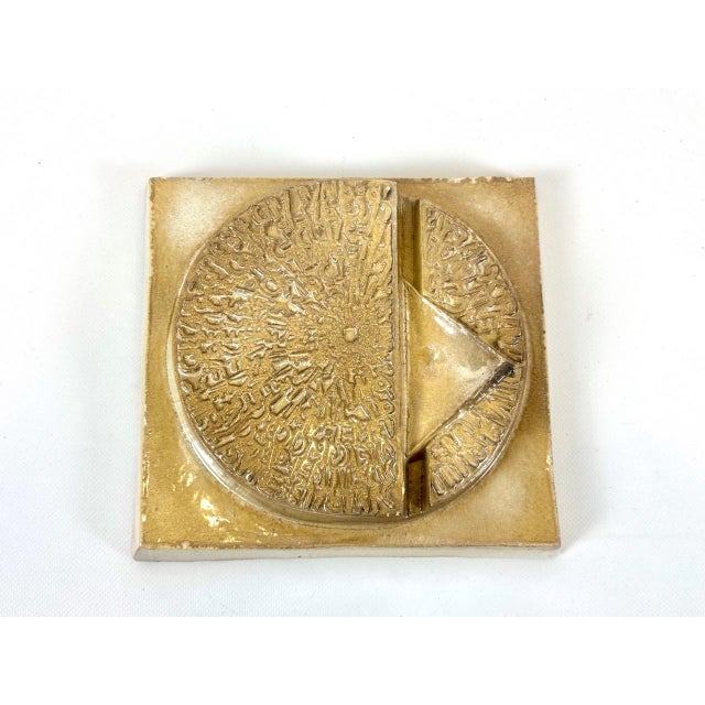 Ceramic Mid-Century Abstract Wall Relief in Ceramic Signed e.w., 1970s For Sale - Image 7 of 7