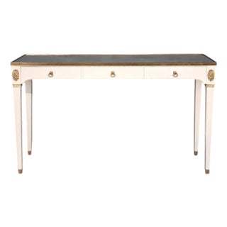 Maison Jansen Style, Console Table, White Painted Wood, Mirror, France, 1970s For Sale