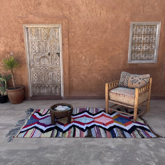 Yellow Moroccan Kilim Boucherouite Rug - 4'2" X 8'1" Ft For Sale - Image 8 of 9