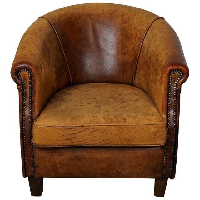 Vintage Dutch Cognac Colored Leather Club Chair For Sale - Image 16 of 16