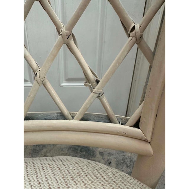 Vintage Coastal Rattan Bistro Set With Glass Table & Two Barrel Chairs For Sale - Image 14 of 18