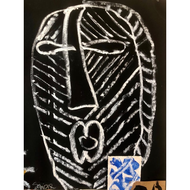 Black Raimundo Figueroa, Puerto Rican Modernist Master Figueroa Mixed Media Painting Music Notes Collage, 2002 For Sale - Image 8 of 11