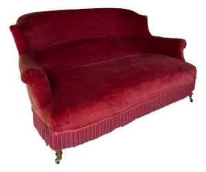 Small Scale French Napoleon III Settee in Red Velvet