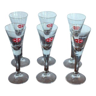 Original German Malteser Aquavit Glasses - Set of 6 - Vintage For Sale