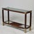 Italian Mid-Century Walnut & Brass Console Table With Glass Top For Sale - Image 12 of 13