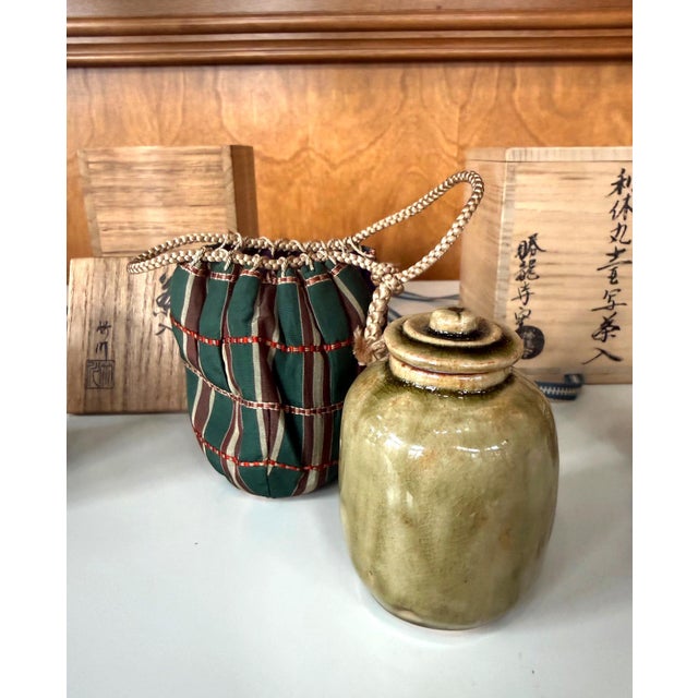 Three Japanese Vintage Tea Caddies by Noted Potters with Shifuku and Tomobako For Sale - Image 11 of 15