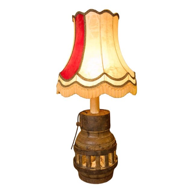 Antique Wooden Pendulum Wheel Lamp For Sale