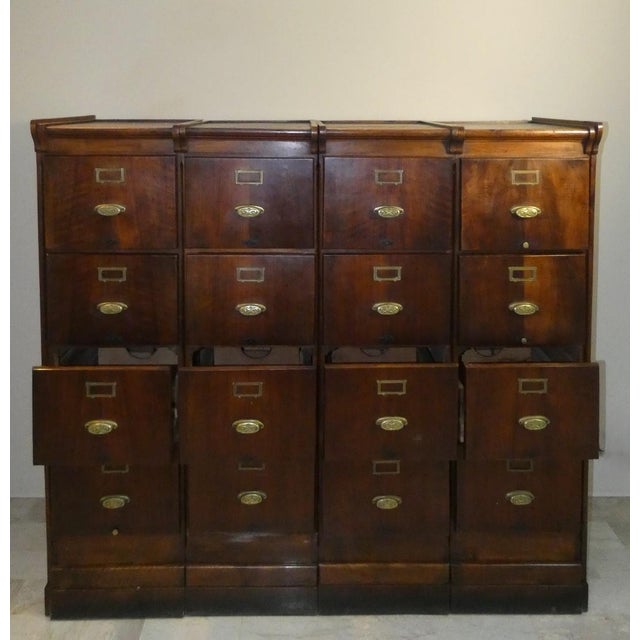 Wood Walnut Filing Cabinet, Italy, 1900s For Sale - Image 7 of 18