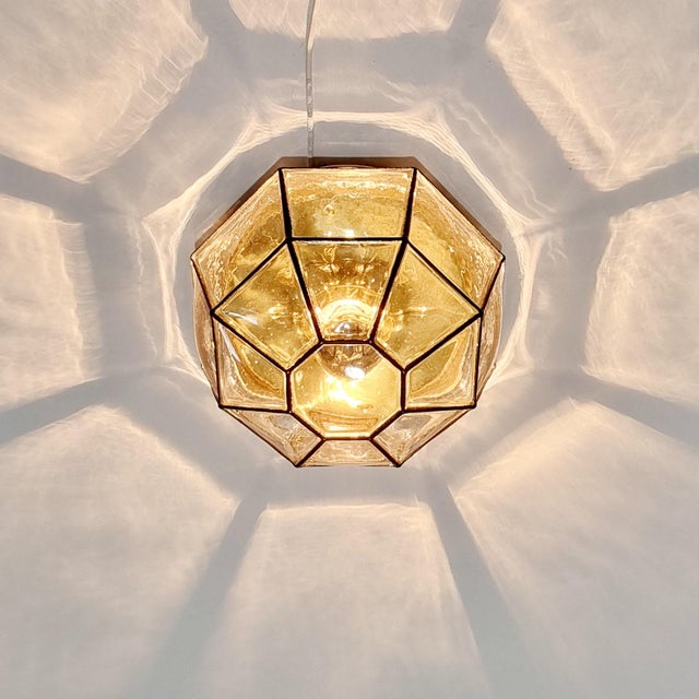 1970s Mid-Century Glass and Metal Flush Mount from Limburg, Germany, 1960s For Sale - Image 5 of 12