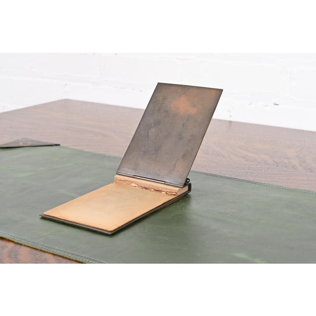 Metal Heintz Arts & Crafts Sterling Silver on Bronze Notepad Holder With Pen Rest For Sale - Image 7 of 12