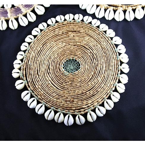 African 1970s Cowie Shell and Sea Grass Trivets- Set of 3 For Sale - Image 3 of 11