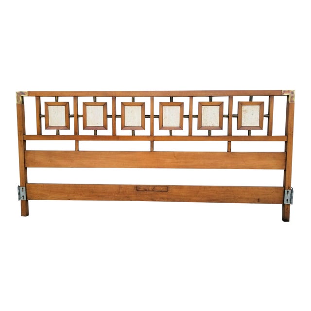 Vintage Mcm Cherry Wood Brass King Size Headboard Chairish