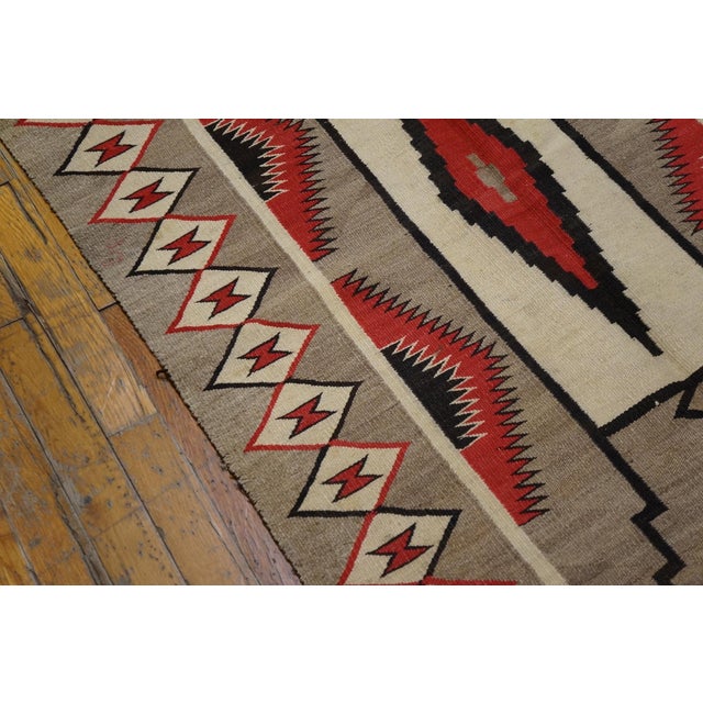 1920s Grey Storm Geoemtric Antique American Navajo Rug 3'x5' 7" Flatweave Wool Carpet For Sale In New York - Image 6 of 12