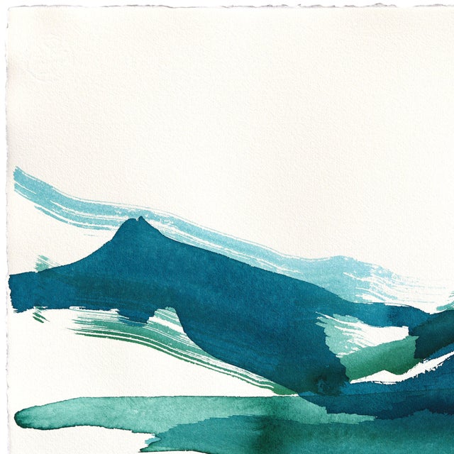 Twilight Landscape 1 - Original Twilight Abstract Landscape Ink Painting on Linen Paper by Bettina Mauel For Sale - Image 4 of 5