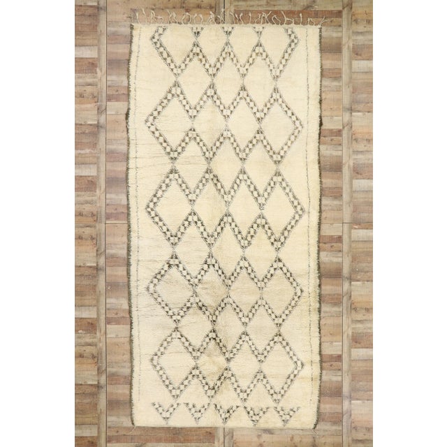 Beige Vintage Berber Beni Ourain Moroccan Rug - 06'05 X 13'07 For Sale - Image 8 of 9