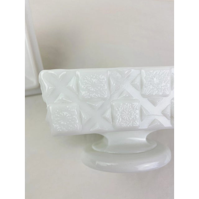 1950s Westmoreland Old Quilt Milk Glass Candy Dish For Sale - Image 10 of 10