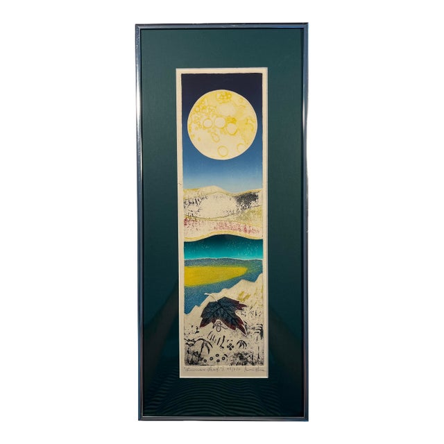 Vintage Misha Moracha "Lunar Leaf" Limited Edition 48/250 Etching Signed, Framed For Sale