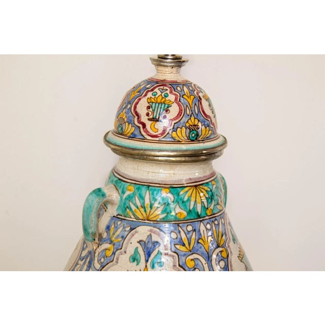 Large Moroccan Moorish Spanish Granada Design Ceramic Table Lamp For Sale - Image 9 of 13