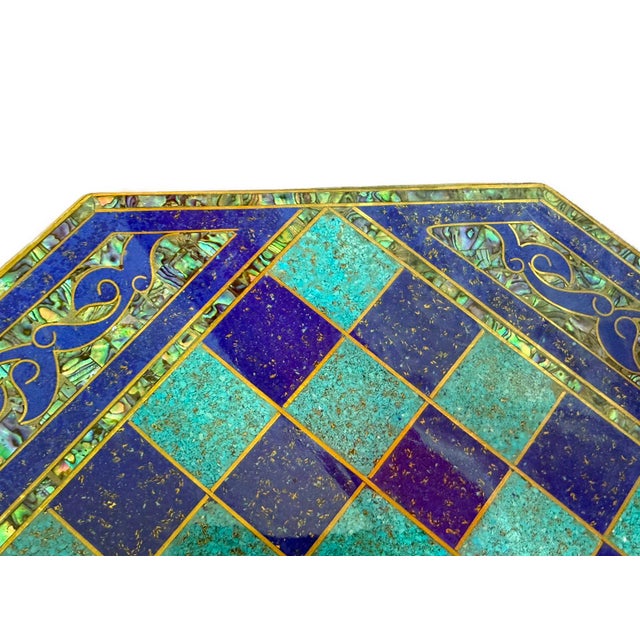 Luxury Handmade Wooden Chess Table With Mother of Pearl Inlay For Sale - Image 9 of 11