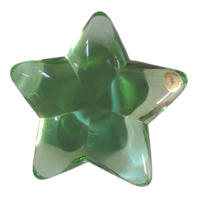 Green Lead Crystal Star Paper Weight For Sale