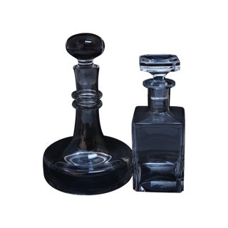 Stoppered Glass Decanters - A Pair For Sale