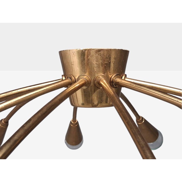Brass 1960s Style After j.t. Kalmar Mid Century Modern Spider Flushmount Chandelier, Brass For Sale - Image 8 of 12