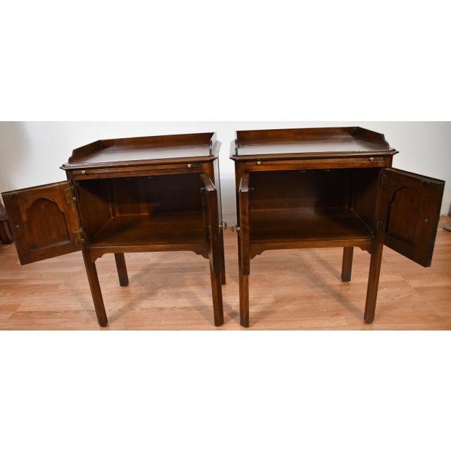 Brown 1950s Vintage Solid Walnut Pair of Nightstands / Bed Side Tables For Sale - Image 8 of 13