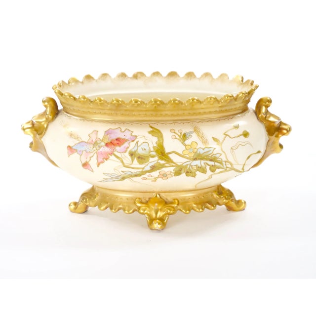 Late 19th Century Hand Painted & Gilt Decorated Floral / Foliate Design German Centerpiece For Sale - Image 5 of 10