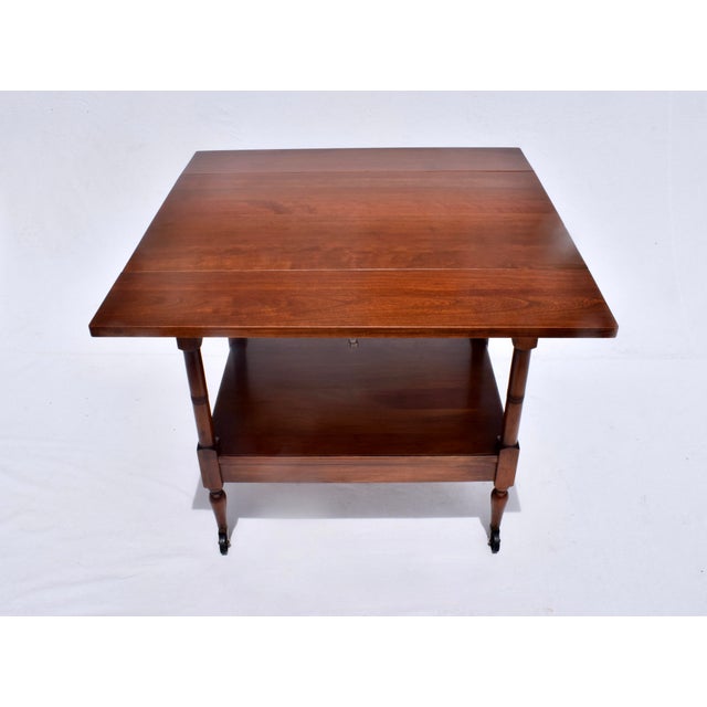 Wood Mid-Century Modern Bar Cart by John Stuart, Cherry & Brass, 1960s For Sale - Image 7 of 12