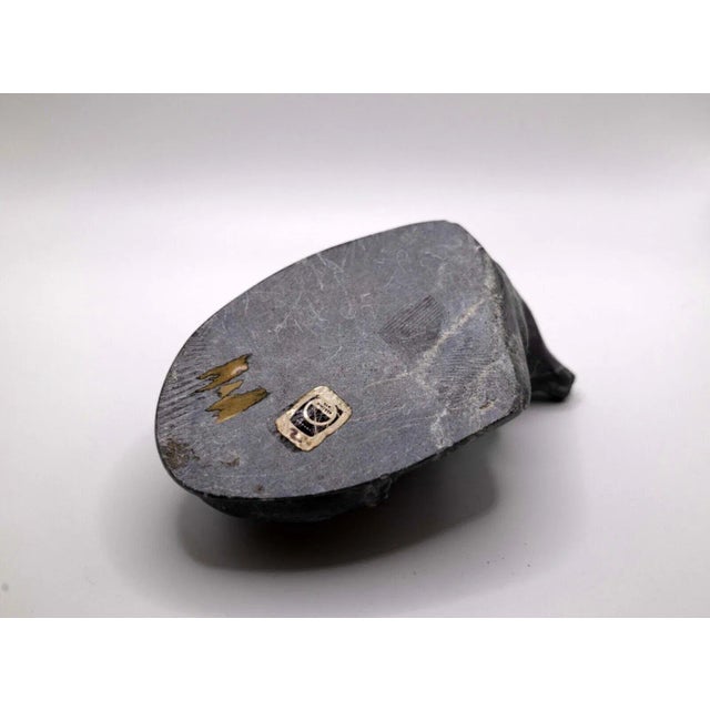 Black Late 20th Century Inuit Canadian Eskimo Carved Soapstone Otter Native Sculpture Signed Abraham Pov For Sale - Image 8 of 8