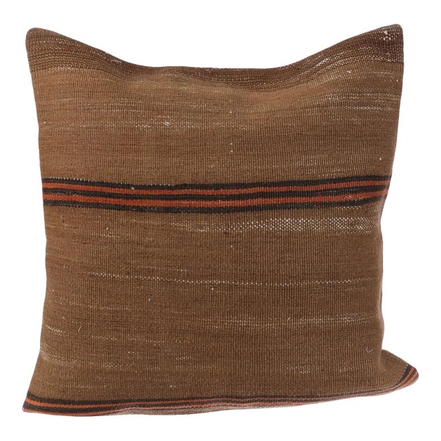 Brown & Orange Kilim Pillow For Sale