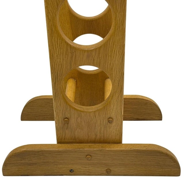Brown Vintage 70s Mid-Century Modern Wood Wine Rack 11 Bottle Tall Floor Standing 62” For Sale - Image 8 of 8