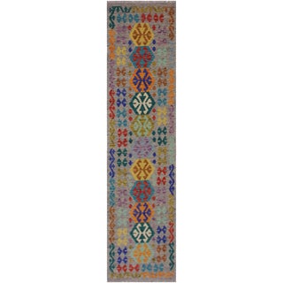 Tribal Hand-Woven Kilim Wool Runner - 2'7" X 9'7" For Sale
