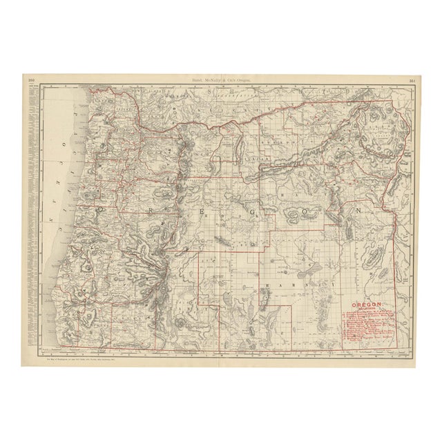 Antique Map of Oregon The Beaver State by Ran McNally, 1899 For Sale