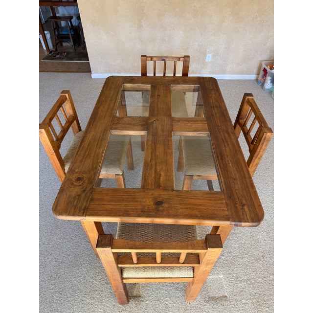 Vintage Rustic Hand Made Solid Wood Dining Set For Sale In Cincinnati - Image 6 of 6