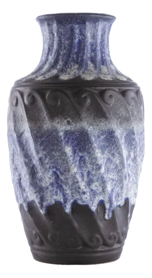 Large Fat Lava Ceramic Vase in Blue White Black by Carstens Tönnieshof, 1970s