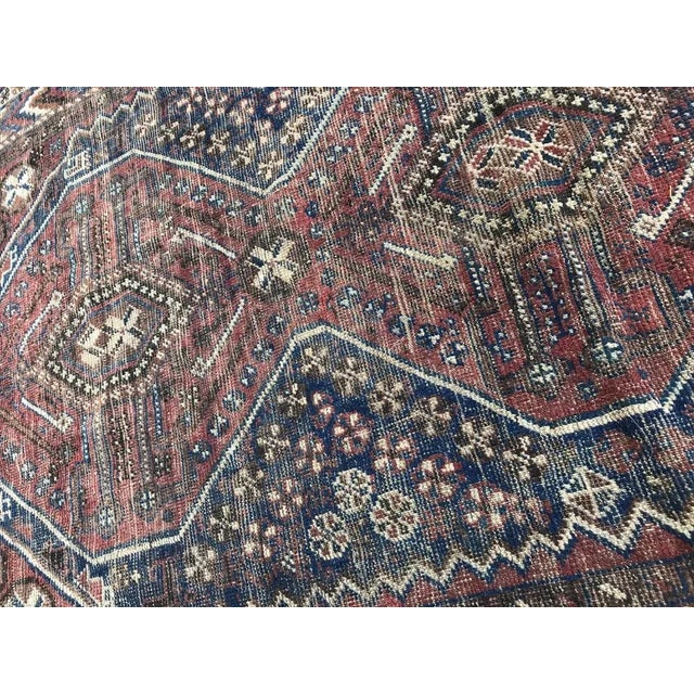 Blue Vintage Wool Ghashghaei Rug For Sale - Image 8 of 12