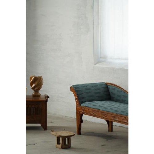 Art Nouveau Danish Chaise Lounge in Oak & Lisa Larson Mikey Upholstery, 1920s For Sale - Image 18 of 18