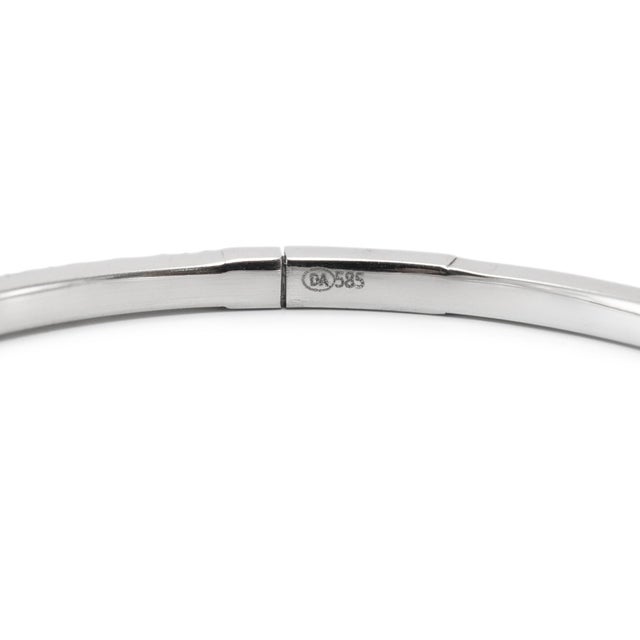 Metal 14k White Gold Half Eternity Tennis 1.35ct Diamond Bangle Bracelet For Sale - Image 7 of 7