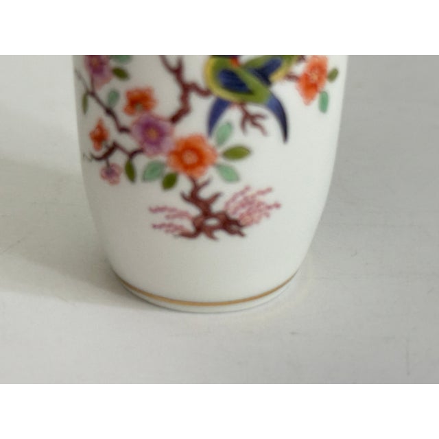 Indian Floral and Bird Painting with Gold Mini Vase from Meissen, 1994 For Sale - Image 6 of 8
