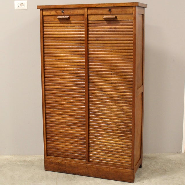 Double-shutter filing cabinet Made of oak Early 1900s Dimensions: width 87 cm, depth 38 cm, height 148 cm Restored (see...