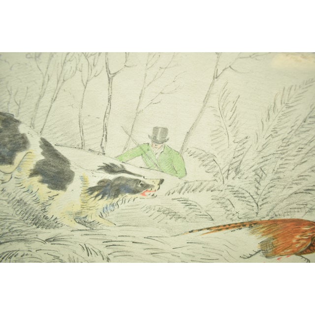 Mid 19th Century "Huntsman W/ Two Game Dogs Pheasant Shooting" Drawing W/ Watercolour by Henry Alken For Sale - Image 10 of 10