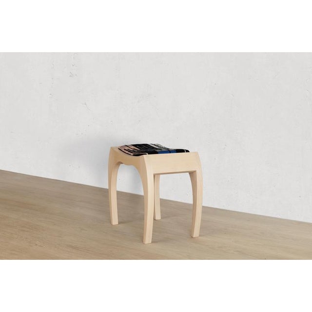 Signed Rumbo Stool 2 in Solid Beech Wood by Jean-Baptiste Van Den Heede Dimensions: D 28 x W 49 x H 40 cm Materials: Hand-...