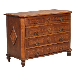Baroque Chest of Drawers in Walnut and Olive Wood For Sale