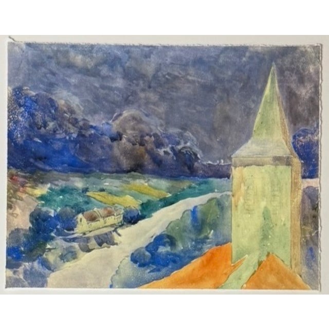Impressionist style French Landscape. Stormy Night from Shadow Catchers. Surface mounted on matt board with a second matt...