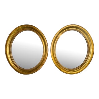 Pair of French Louis Philippe Giltwood Oval Mirrors For Sale