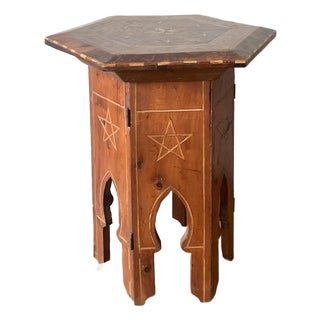 Vintage Boho Syrian Inlay Folding Drinks Table For Sale