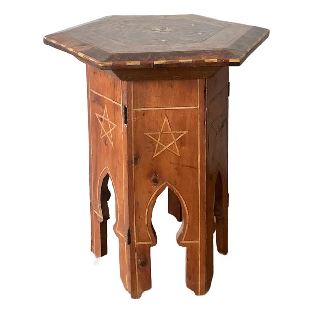 Vintage Boho Syrian Inlay Folding Drinks Table For Sale