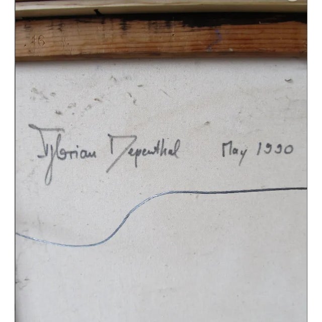 Vintage Abstract Acrylic on Canvas by Florian Depenthal For Sale - Image 4 of 5