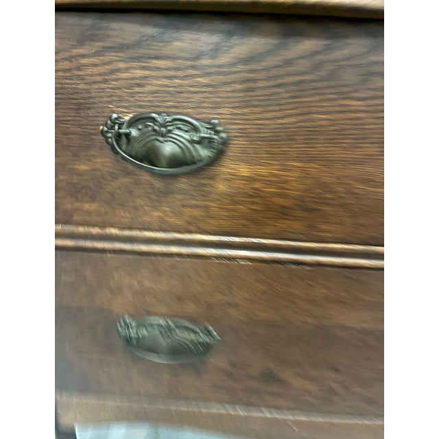 Antique Vintage Victorian Solid Tiger Oak Wood Accent Dresser Chest of Drawer For Sale - Image 4 of 12